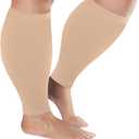 Plus Size Compression Sleeves for Calves Women Wide Calf Compression Legs Sleeves Men 6XL, Relieve Varicose Veins, Edema, Swelling, Soreness, Shin Splints, for Work, Travel, Sports and Daily Wear (XXXXXX-Large, Beige)