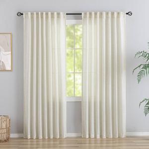 Donren White Linen Back Curtains 2 Panels 52x92
