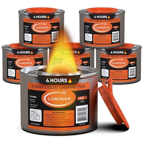 Luminar Resealable-Wick Chafing Fuel Cans, 6 Pack, 4 Hour - Premium Quality Burners for Food Warmers - No More Spills, Waste, or Hassle - Perfect for Convenient, and Long-Lasting Event Catering