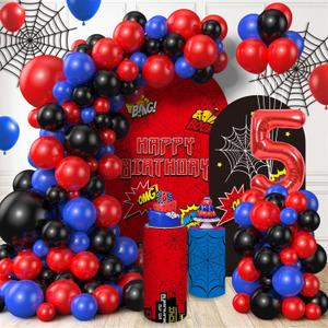 Spider Balloon Garland Arch Kit, Spider 5th Birthday Balloons Decorations, for Kids Boys Baby Shower Birthday Party Decoration Supplies