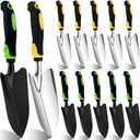 PIEMEET 12 Pcs Garden Shovel, Aluminum Alloy Trowel Garden, Heavy Duty Small Shovels, Metal Hand Trowel, Hand Shovel with Ergonomic Handle, Gardening Tools for Digging Weeding Planting Transplanting