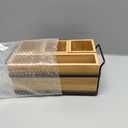 PTSTING Silverware Caddy Wood Utensil Holder Paper Plate Dispenser Silverware Utensil Caddy Cutlery Flatware Organizer Box for Spoons Forks Plates Napkins (Brown)