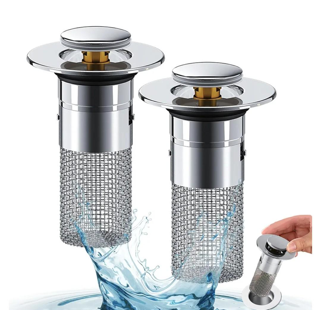Soriva Sink Plug, Pop-up Sink Drain Filter, Universal Shower Drain Hair Catcher for Most Sinks (2)