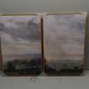 InSimSea 2 Pcs Framed Wall Art Vintage Landscape Decor, Vastness Valley Scene Painting Above Bed Wall Decor, Canvas Prints, Living Room Bedroom Retro Country Decorations, 16"x24", set of 2 (High Cloudy Sky)