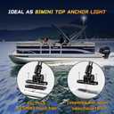 12 Inches Bimini Light for Pontoon Boat, Pontoon Navigation Lights Anchor Light Stern Lights for Bimini Top Mount Waterproof IP67, White Fold Down LED Marine Boat Rear Running Lighting