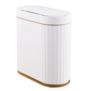 ELPHECO Bathroom Trash Can with Lid, 2 Gallon, Motion Sensor, White Gold