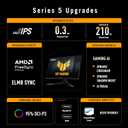 ASUS TUF Gaming 27 1440P Monitor (VG27AQL5A) QHD (2560 x 1440), 210Hz, 0.3ms, Fast IPS, Extreme Low Motion Blur Sync, Speakers, DisplayWidget Center, Gaming AI, Height Adjustment
