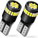 AUXITO 194 LED Bulbs for License Plate Light 168 175 2825 W5W T10 24-SMD 3014 Chipsets 6000K White for Car Dome Door Map Dash Courtesy Cargo License Plate Lights, Pack of 2 (Xenon White)
