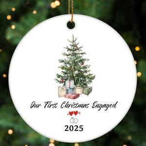Engaged Ornaments Christmas Tree Ornaments, Engagement Ornament 2025, Our First Christmas Engaged Ornament for Couples