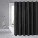 Dynamene Black Fabric Shower Curtain - Waffle Textured Heavy Duty Cloth Curtains for Bathroom, 256GSM Hotel Spa Luxury Weighted Polyester Bath Curtain Set with 12 Plastic Hooks(72Wx72H, Black)