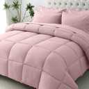 JOLLYVOGUE California King Comforter Set, Ultra-Soft Bed in a Bag Cal King Size 7 Pieces, Oeko-TEX Certified Bedding Set with Down Alternative Comforter, Sheets, Pillowcases & Shams, Camio Pink