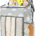 Maliton Hanging Diaper Caddy Organizer - Diaper Stacker for Changing Table, Crib, Playard or Wall & Nursery Organization Baby Shower Gifts for Newborn (Gray Cloud)