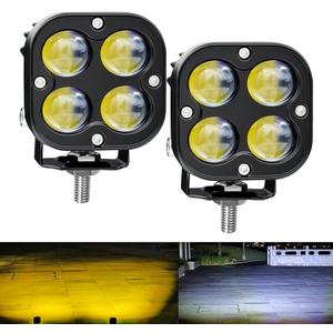 Motorcycle LED Spotlight Yellow/White Hi-Low Combo Beam LED Offroad Driving Fog Lights, 2Pcs 2.4Inch Mini Pod Lights Work Auxiliary Lights for Motorcycle Trucks, Vehicles, ATVs, UTVs, Tractors