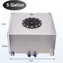 5 Gallon Fuel Cell Aluminum Polished with Cap Level Sender Silver