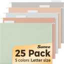 SUNEE 25 Count Hanging File Folders, Pastel Colors, Hanging File Folders Letter Size, Hanging Folders with 1/5-cut Tabs, Designed for Bulky Files, Filing Cabinets, Medical Charts