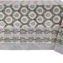 ATOSII Kari Green 100% Cotton Rectangle Boho Summer Tablecloth, Block Print Floral Table Cloth Linen for Dining, Parties, Wedding, Outdoors Home Decor 72 X 108 Inches I 8 Seater I