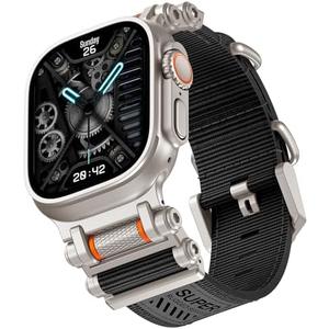 TAURI Nylon for Apple Watch Ultra 3/2 Bands 49mm, Rugged Nylon Braided Strap & Stainless Steel Metal Connector – Adjustable iWatch Ultra Men's Woven Sport Band, Black