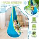 Swing Stand with Sensory Swing, Swing Frame with Pod Swing, X-Shaped Swing Set, Metal Swing Chiar with Stand for Adults Indoor and Outdoor 330LBS (Aqua Gradient)