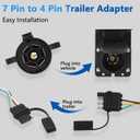 2 x 7 Pin to 4 Pin Trailer Adapter, 7-Way Blade to 4-Way Flat Trailer Connector Single-Function Wiring Adapter 7 Way Round to 4 Pin Trailer Wiring Connector