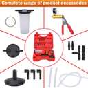2 in 1 Brake Bleeder Kit with Hand Vacuum Pump with Gauge Adapters Automotive Brake Fluid Bleeding Set with Protected Case for Car Truck (Red)