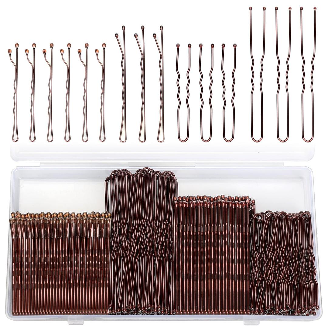 250 Pcs Hair Pins Bobby Pins Brown Hair with Storage Box, Wavy Bobby Pins 2inch 2.4inch, U Shaped Hair Pins 2inch 2.8inch, Suitable for All Hair Types, Hair Clips Hair Pin for Women and Girls