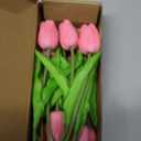 10-Heads Tulips Artificial Flowers Arrangement Centerpiece Decoration Flowers for Wedding Flowers Bouquets Office Desk (Pink)
