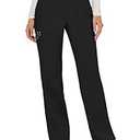 Cherokee Women's Mid Rise Straight Leg Pull-on Pant, Medium Petite, Black