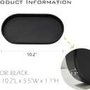 Black Small Tray (10 inch), Oval Tray for Kitchen Counter, Bathtub Bathroom Vanity Items, Countertop Organizer, Coffee Accessory, Bar, Serving Seasoning, Salt and Pepper, Soap, Perfume. (10.2" x 5.5" x 1.1")