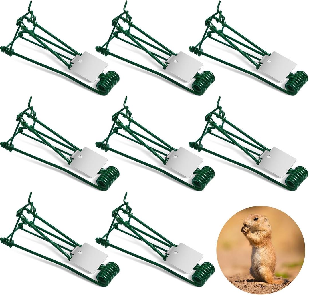 Qualirey 8 Pcs Outdoor Gopher Trap Easy Set Mole Trap Weather Resistant Gopher Killer Vole Killer for Lawn Garden Farm (Green)