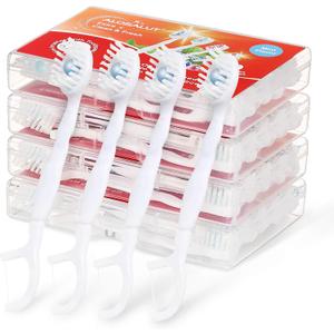 40 Pack Mint Mini Disposable Toothbrush No Water 5-in-1 Prepasted Soft Bristles & Floss & Toothpick & Tongue - Essentials for Travel Flight Hotel Camping Car Guest Use for Women Men Kids