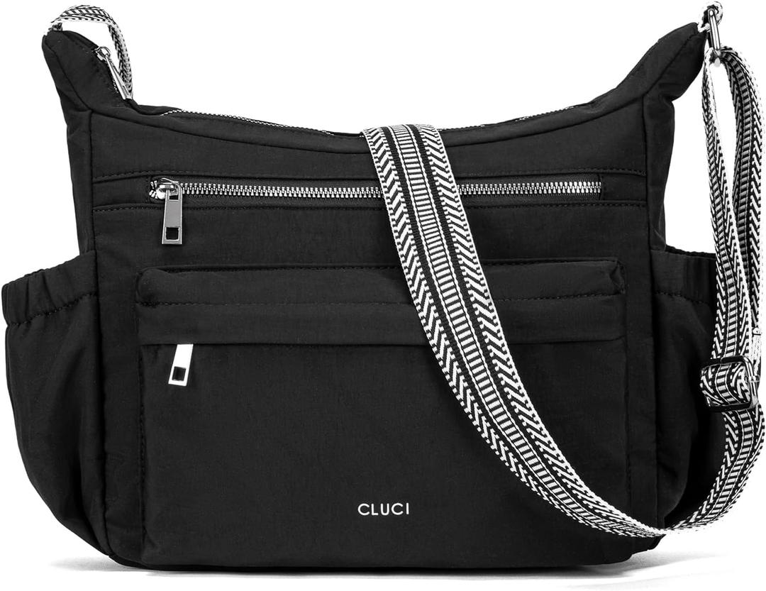 CLUCI Travel Purses for Women, Waterproof Nylon Crossbody Bags for Woman Trendy, Anti Theft Shoulder Handbags for Ladies (A5-black)