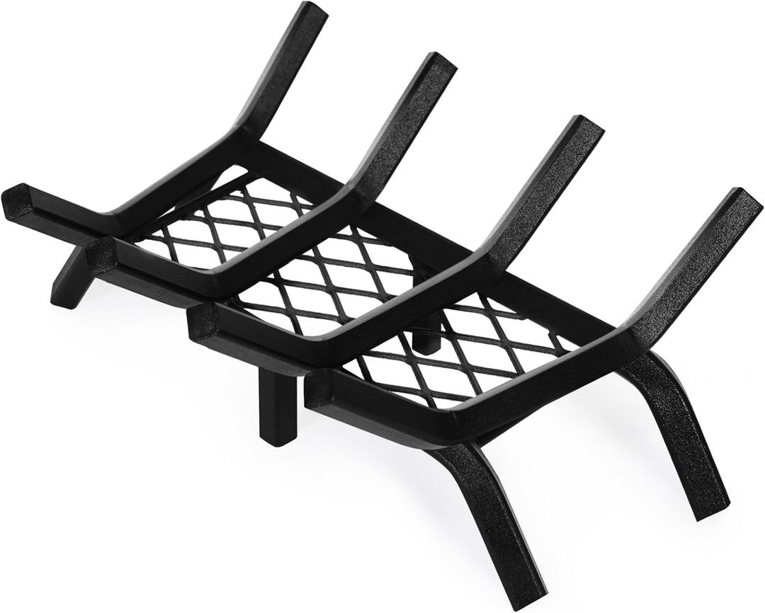 Fireplace Grate 17 "Heavy Duty with Ember Retainer, 1/2 Bar Fire Log Grate for Inside Fireplace, Fireplace Assectories, Chimney Hearth Wood Stove Burning Rack Holder,Wood Stove Grate for Outdoor