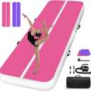 Air Mat Tumble Track, Gymnastics Mats Tumbling Track with Electric Air Pump for Home Use Cheerleading Training Kids Gym Yoga (10ftx3.3ftx4inch, Pink/Purple)