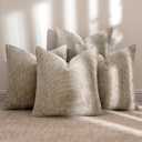 MIULEE Pack of 4 Couch Throw Pillow Covers 18x18 Inch Khaki Soft Decorative Chenille Pillow Covers Farmhouse Accent Cushion Covers for Boho Home Decor Sofa Bedroom Living Room