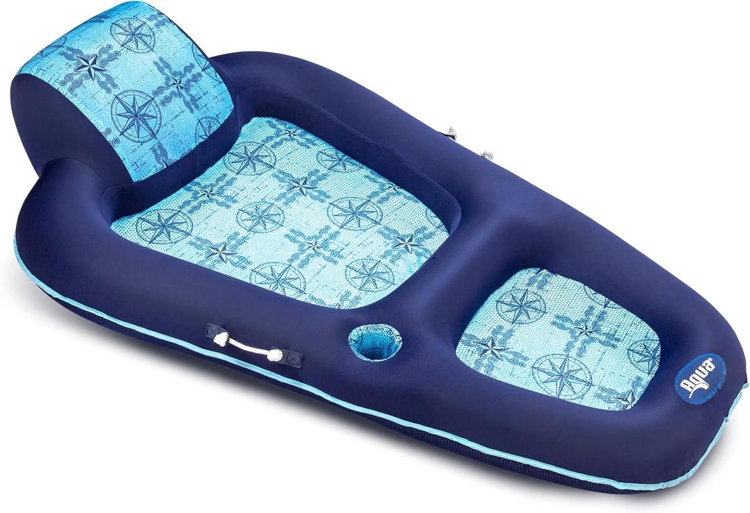 Aqua Luxury Water Pool Lounge  Extra Large  Inflatable Pool Floats for Adults with Headrest, Backrest, Footrest & Cupholder  Multiple Colors/Styles