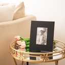 4x6 5x7 Picture Frames Set of 2, Modern Ornate Crocodile Leather Photo Frames with HD Glass Front, Farmhouse Table Top Display or Wedding Home Decor (Black)