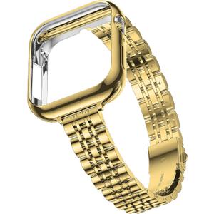 iiteeology Slim Metal Bands Compatible with Apple Watch Band Series 11-1/SE 3-1, Women Thin Stainless Steel Band with Bumper Case for iWatch Band 46mm 45mm 44mm 42mm 41mm 40mm 38mm