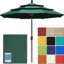 EliteShade USA 10-Year-Non-Fading 9ft 3-Tier Market Patio Umbrella, Commercial Grade Outdoor Table Umbrella with Crank Open, Windproof & UPF 50+ UV Protection, Heavy Duty Ventilation for Garden, Deck, Pool, Backyard, Beach & Bistro, Forest Green