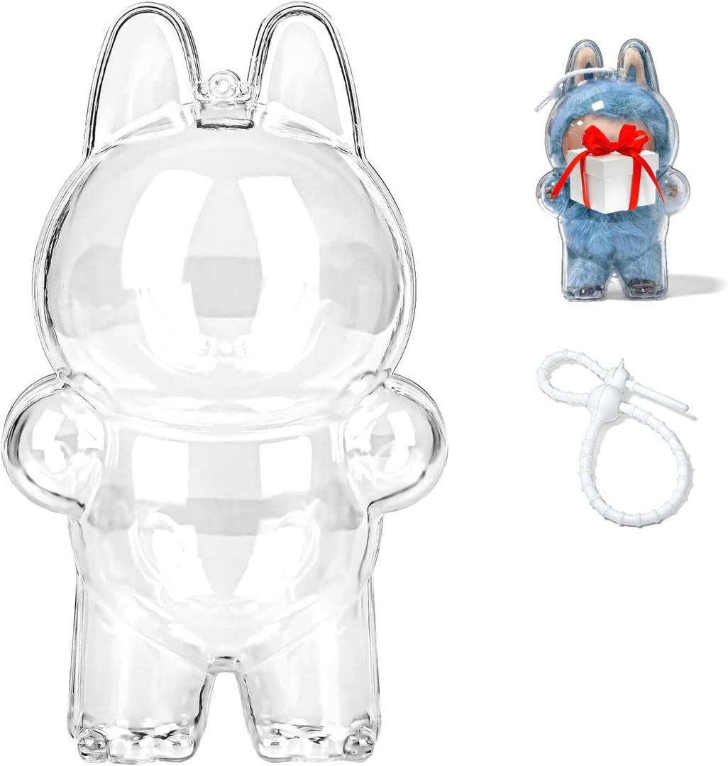 Protective Case for Labubu Display Case Won’t Trap Hair Highly Transparent, Exciting Macaron Big into Energy 1pcs (Standing)