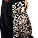 The Veshti Company Women's Printed Summer Harem Pants, Cotton Boho Hippie Casusal Oversized Palazzo Pant for Women (X-Large, Fate Weaver Black-beige)