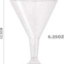 Liacere 24 Pack Silver Plastic Martini Glasses - 6.25oz Disposable Cocktail Glasses - Margarita Glasses - Plastic Cocktail Perfect for Wedding & Birthday & Summer Party