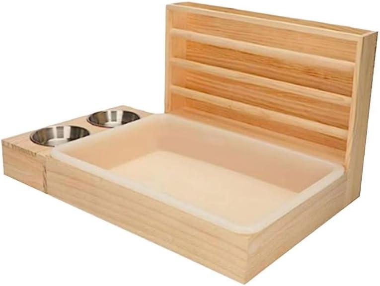 Bunny Feeder Manger Hay Wooden Rabbit Hay Feeder with Litter Box for Hamster Cage Accessories Bunny Small Animals Guinea Pig