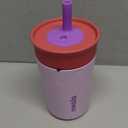 Owala Kids Insulation Stainless Steel Tumbler with Spill Resistant Flexible Straw, Easy to Clean, Kids Water Bottle, Great for Travel, Dishwasher Safe, 12 Oz, Pink and Purple (Lilac Rocket)