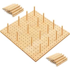 Kigley 3 Pcs Bamboo Wood Pegboard Drawer Organizer with 32 Pegs Wooden Peg Board Drawer Shelf Organizer Adjustable Peg System for Dishes Plate Pot Container Cookware Utensil Kitchen