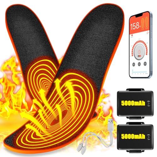 Heated Insoles for Men & Women with APP Control, 5000mAh Heated Insoles Rechargeable, Electric Foot Warmers for Hiking, Skiing, Camping, Hunting, Outdoor Work