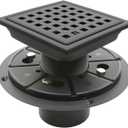 4 Square Shower Floor Drain with Flange,Quadrato Pattern Grate Removable,Food-Grade SUS 304 Stainless Steel,Watermark&CUPC Certified,Brushed (Matte Black,4 Inch)