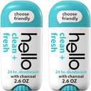 hello Clean and Fresh Aluminum Free Deodorant for Women and Men with Charcoal, 24-Hour Freshness, Baking Soda Free Deodorant, Dermatologically Tested, 2.6 oz Stick (2 Pack)