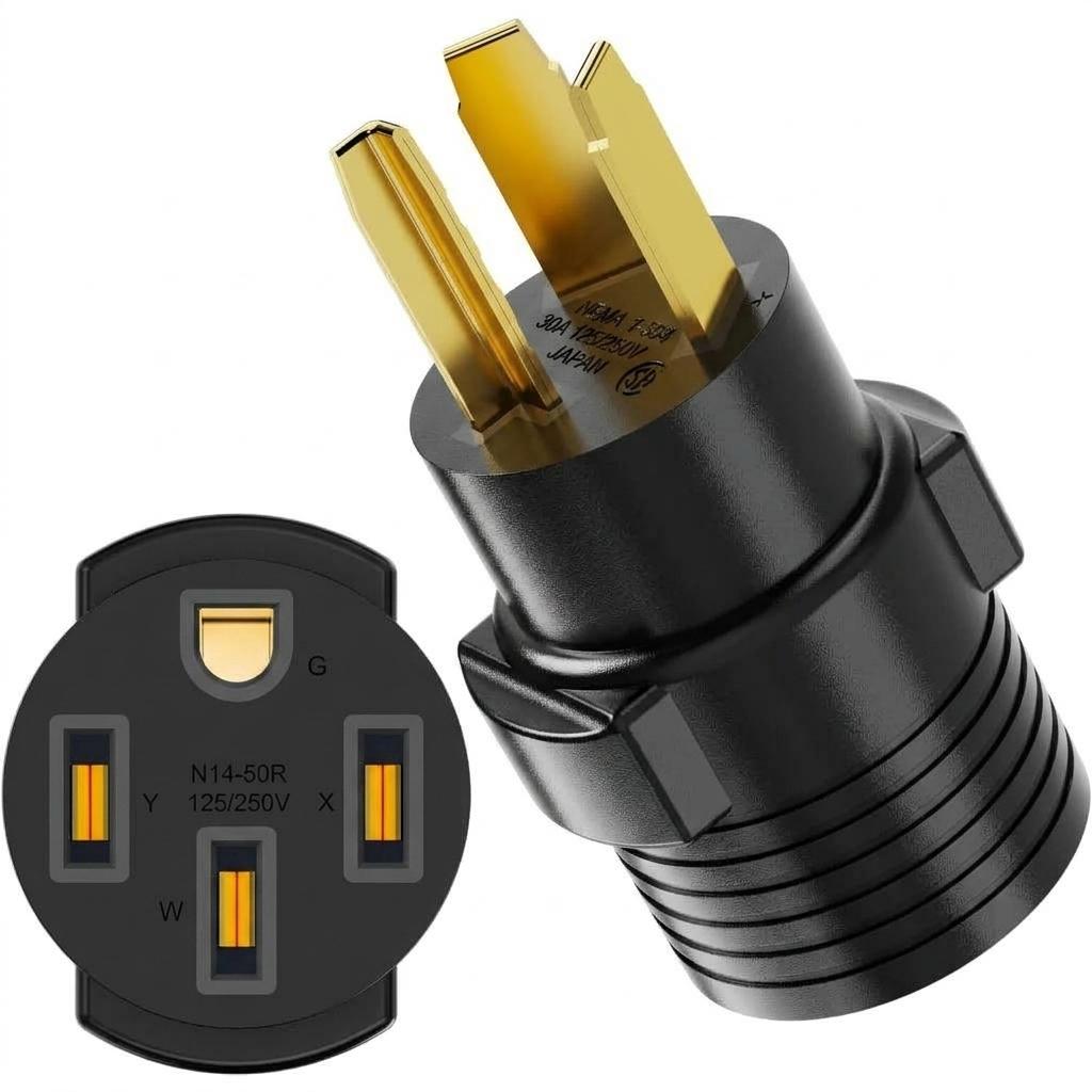 NEMA 10-30P to 14-50R EV Charger Adapter Cord for Level 2 EV Charging at Old Dryer Socket, 30 Amp 3 Prong Dryer Plug to 50 Amp 4 Prong EV Charging, Dryer EV Charger Power Adaptor Connector