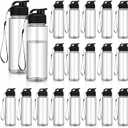Mifoci 20 Pieces Water Bottle Bulk 17 oz Plastic Water Bottles Bulk Gym Sports Adults Reusable Large Bottles with Leak Proof Flip Top for Party Outdoor(Regular Style,Black)