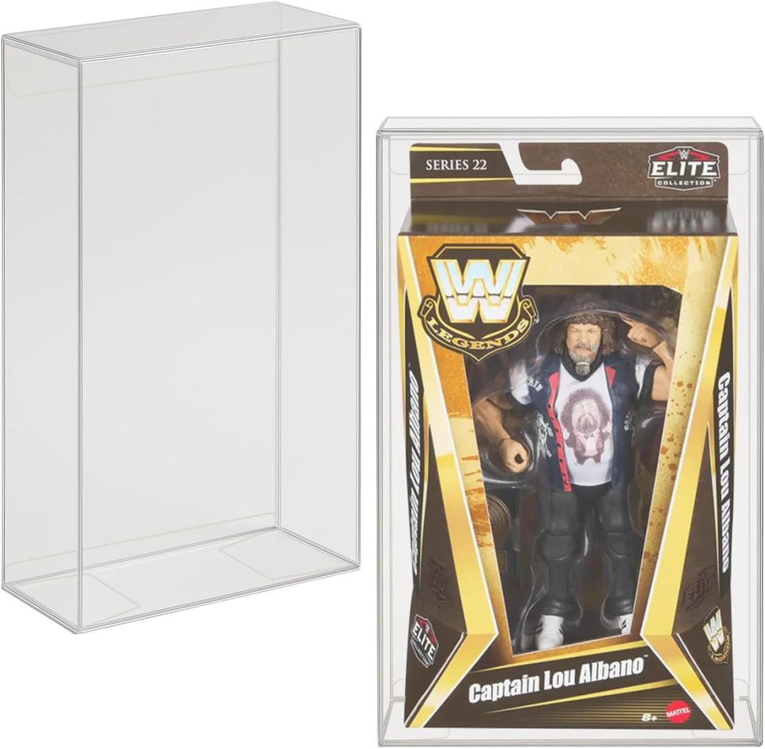 EVORETRO PET Display Case Protector for Mattel WWE Legends Series 22 Action Figure Box - 0.40mm Thick Plastic Cases, Clear Acid-Free Display Boxes for Collectible Storage, Dustproof (10 Pack)